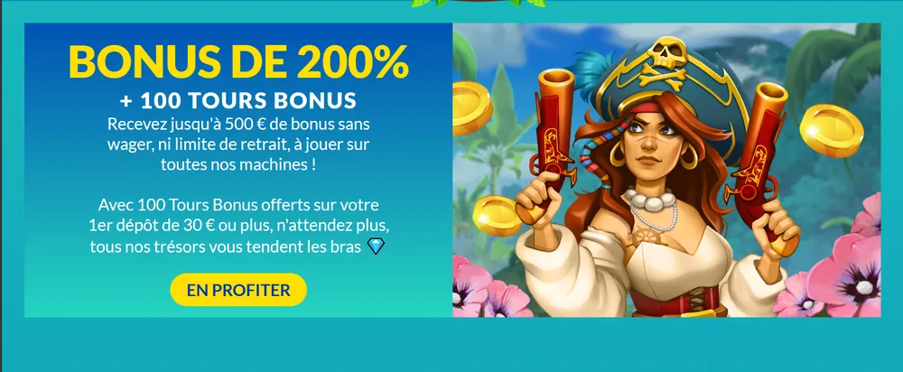 Lucky Treasure bonus : offre de bienvenue 150% jusqu'à 10 000€ et 33 tours gratuits